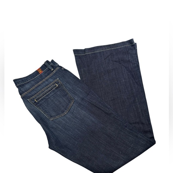 7 FOR ALL MANKIND A Pocket Flare  Button fly Jeans Women Size 28  VTG High -Rise - Picture 3 of 7